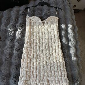 Elegant Cream Textured Women's Dress